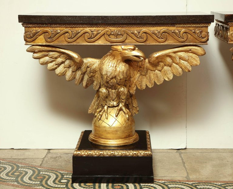 Pair of George II Carved Eagle Consoles