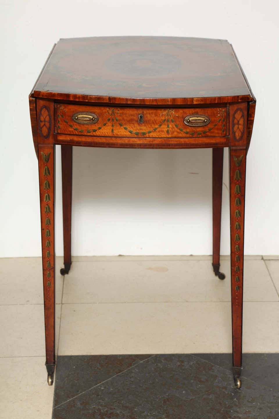 George III Satinwood Painted Pembroke Table
