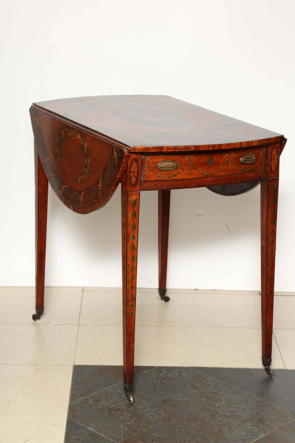 George III Satinwood Painted Pembroke Table