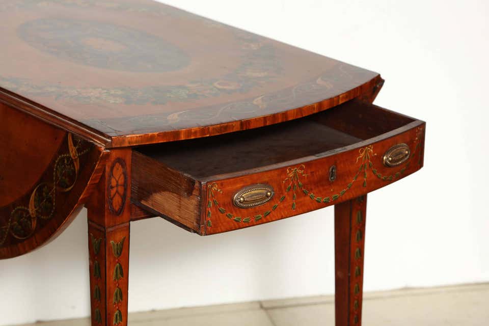 George III Satinwood Painted Pembroke Table