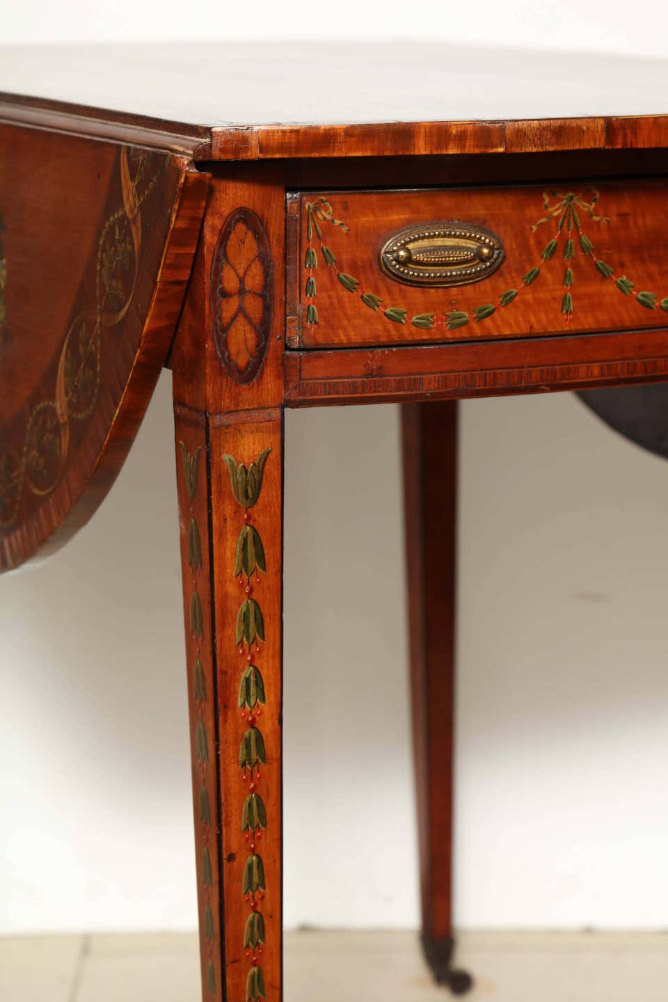 George III Satinwood Painted Pembroke Table