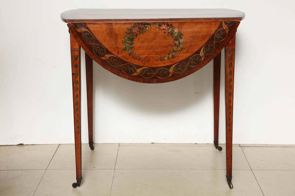 George III Satinwood Painted Pembroke Table