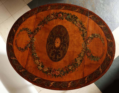 George III Satinwood Painted Pembroke Table