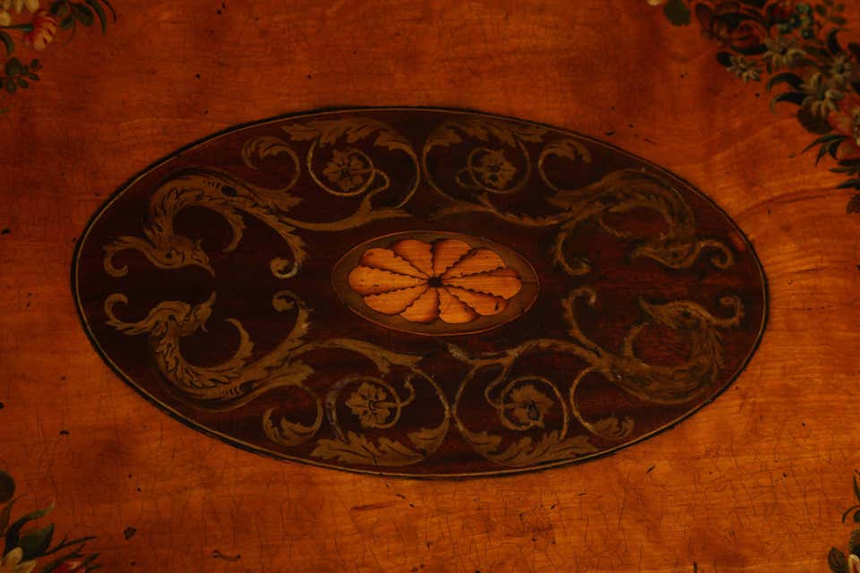 George III Satinwood Painted Pembroke Table