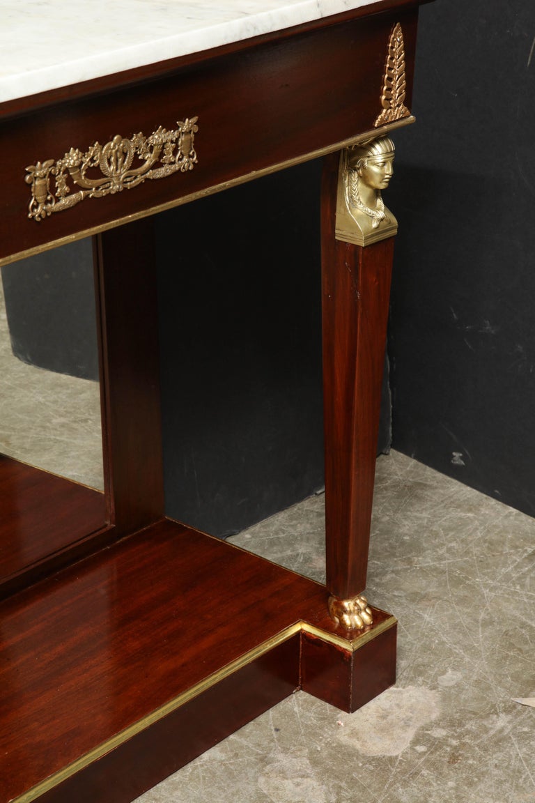 Pair of Empire Marble-Top Consoles