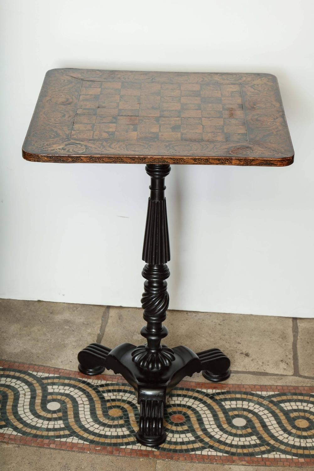 Regency Penwork Pedestal Base Table