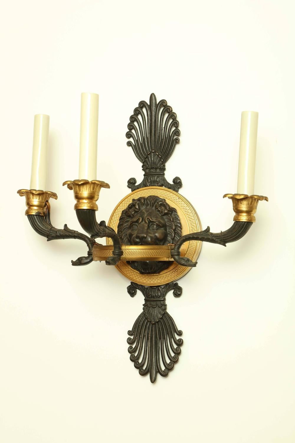 Pair of French Empire gilt bronze Sconces