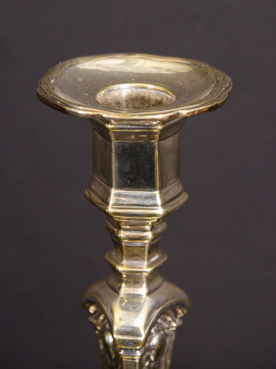 Pair Louis XIV Silvered Bronze Candlesticks