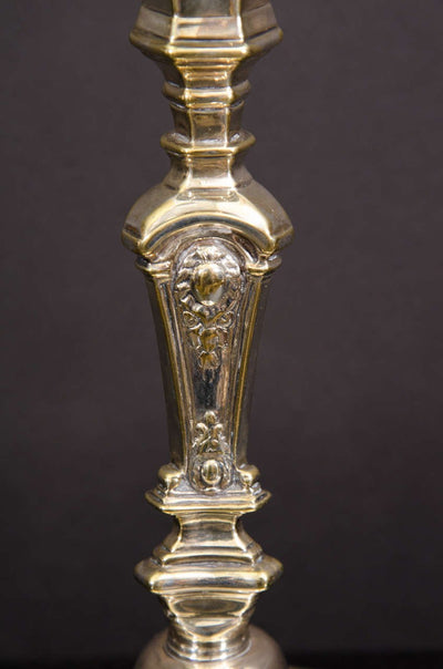 Pair Louis XIV Silvered Bronze Candlesticks