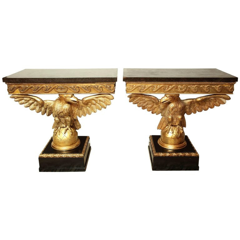 Pair of George II Carved Eagle Consoles