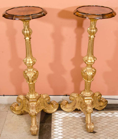 Pair of Baroque Gilt Pedestals