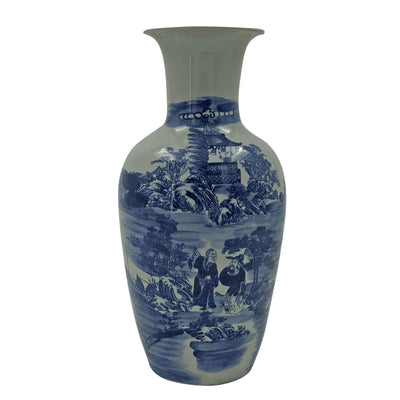 Pair of Chinese Blue and White River Vases