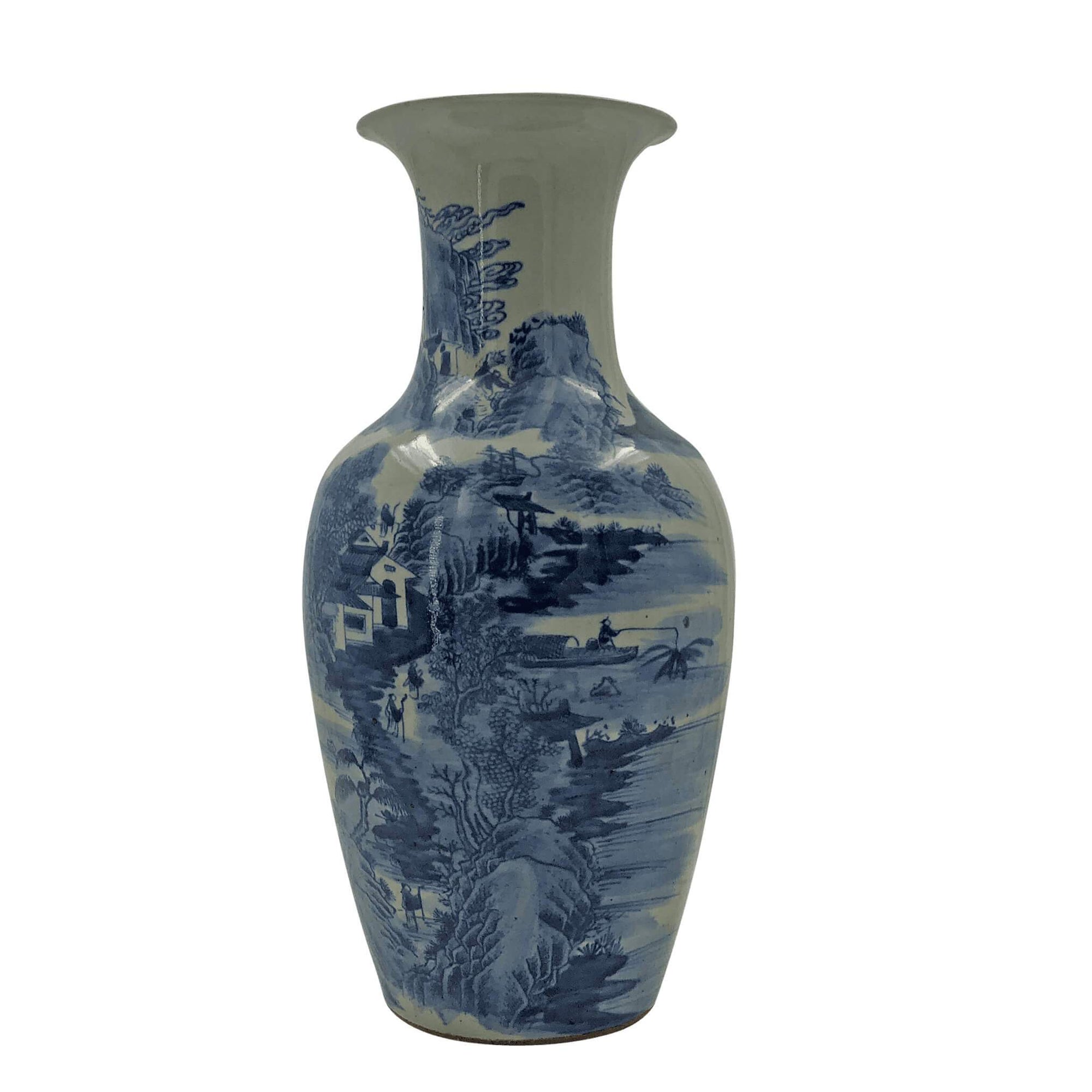 Pair of Chinese Blue and White Lake Vases