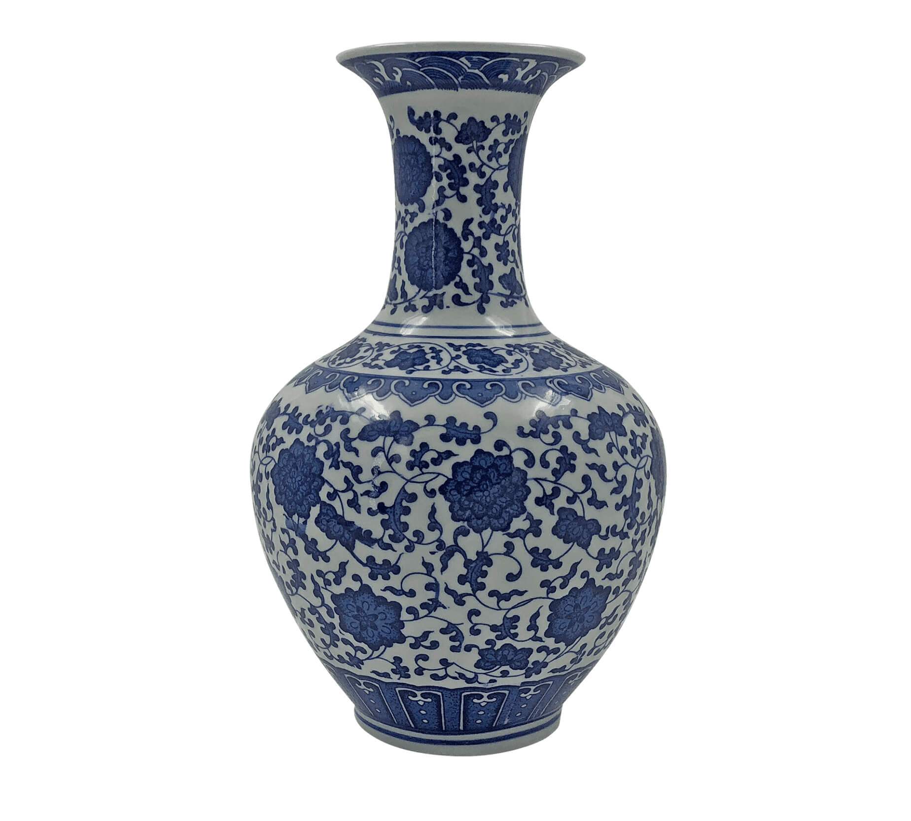 Pair of Chinese Blue and White Chrysanthemum Vase