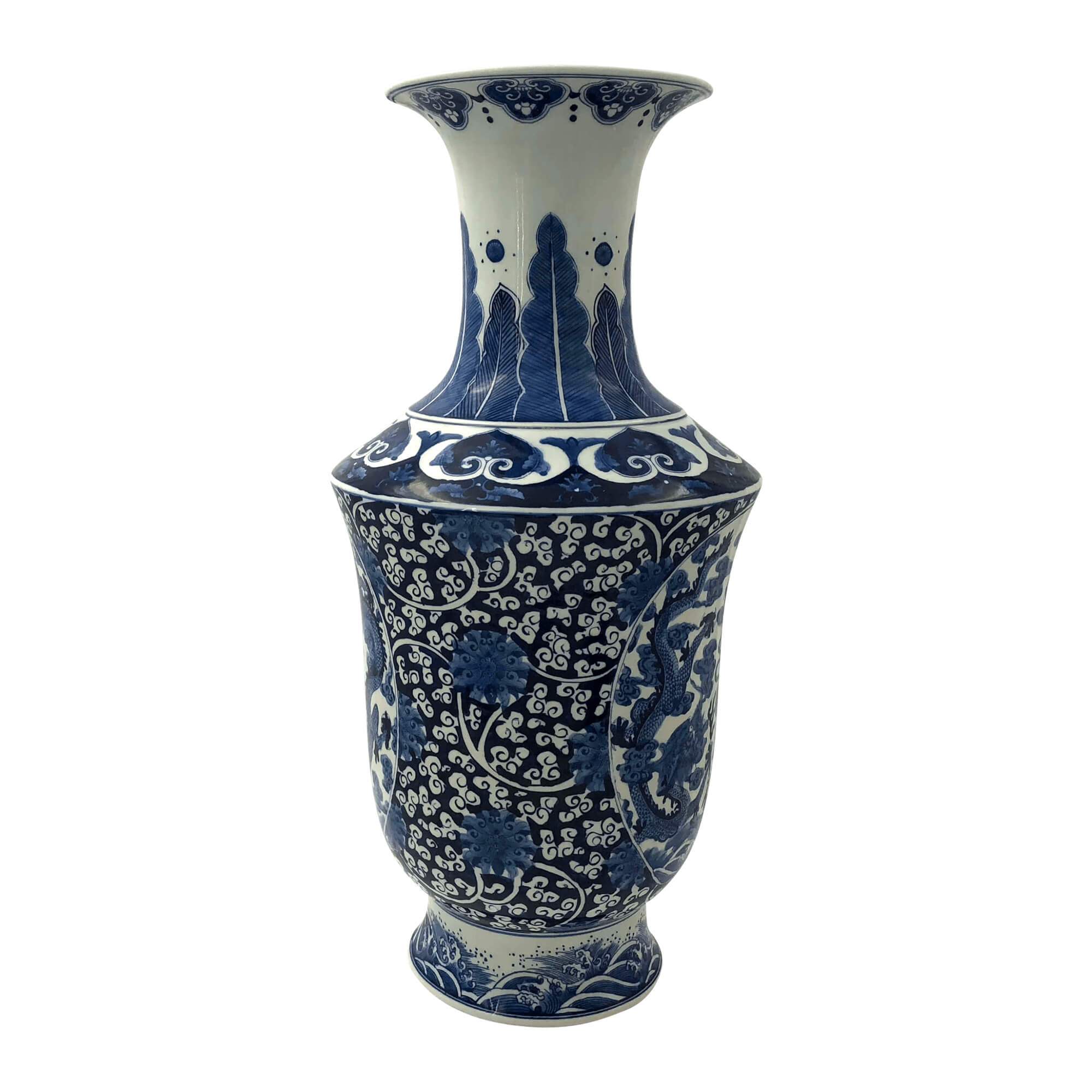 Chinese Export Blue and White Tall Vases - georgenantiques