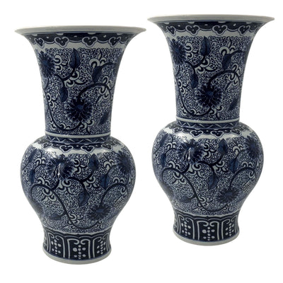 Pair of Hand Painted Chinese Export Flower Vases