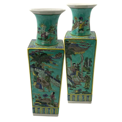 Pair of Large Chinese Flower Vases
