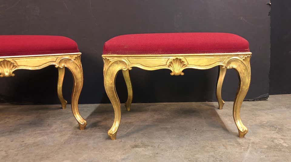 Pair of George III Style Gilt Stools