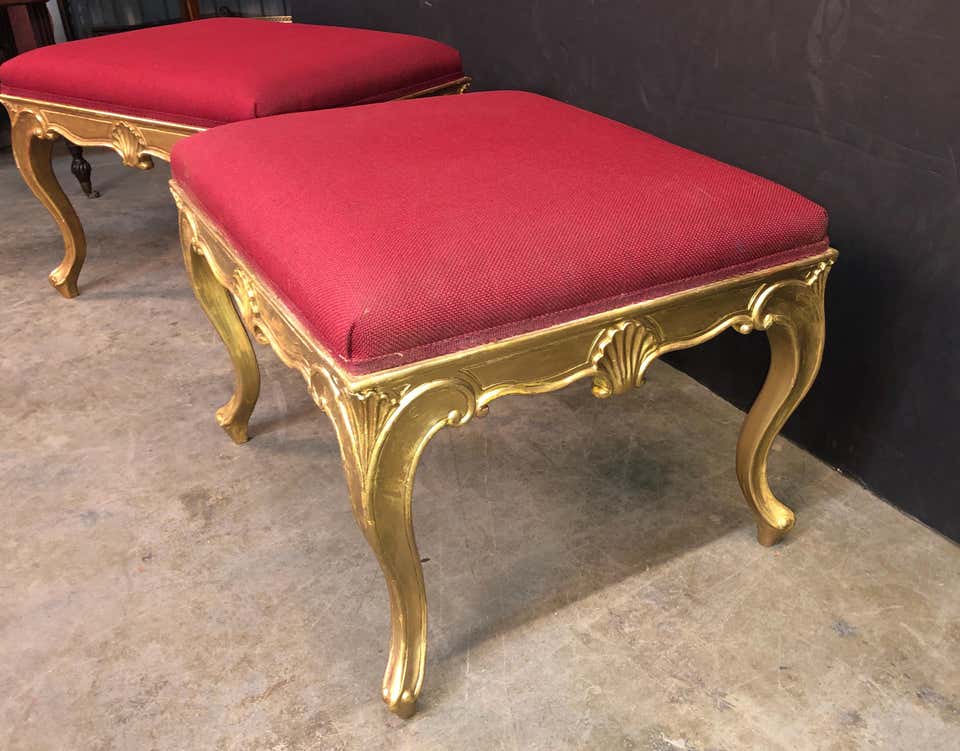 Pair of George III Style Gilt Stools