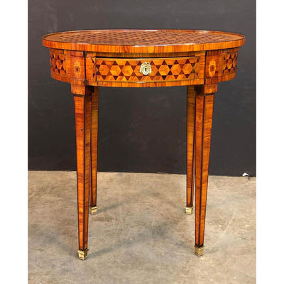 French Louis XVI Parquetry Oval Side Table