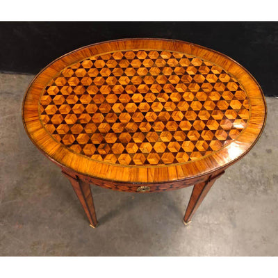 French Louis XVI Parquetry Oval Side Table