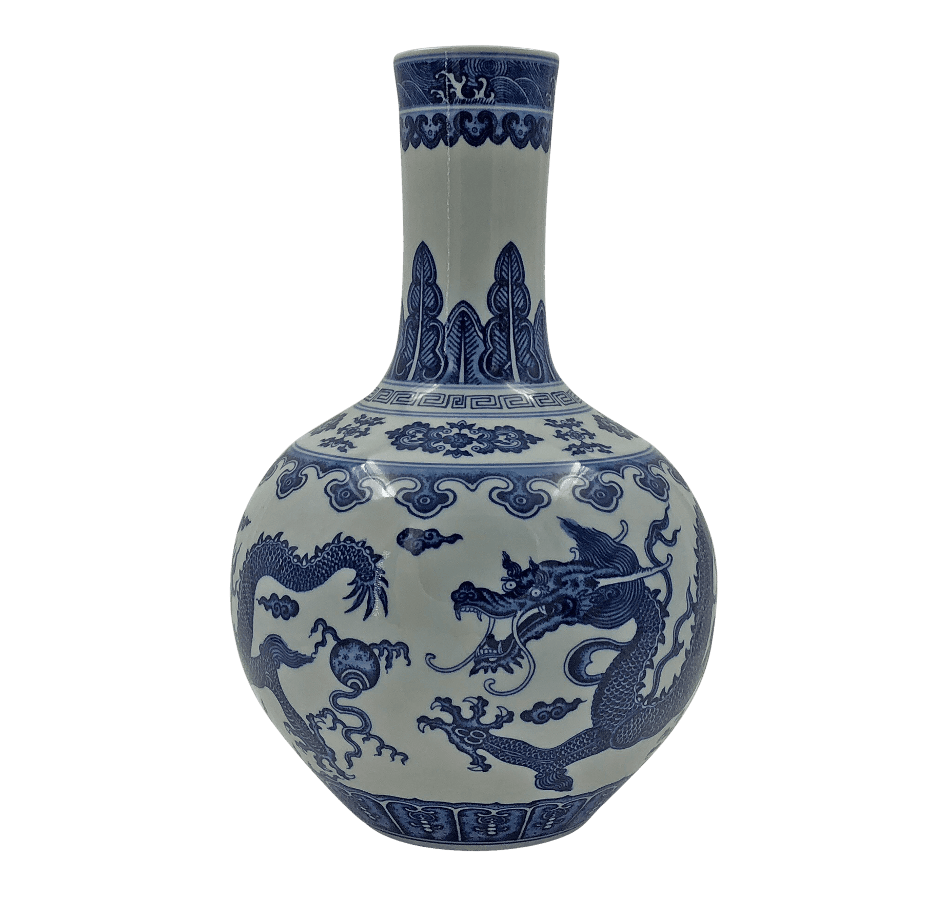 Chinese Blue and White Dragon Vase