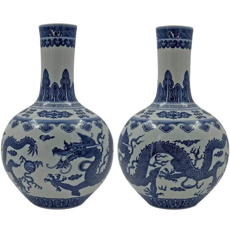 Chinese Blue and White Dragon Vase