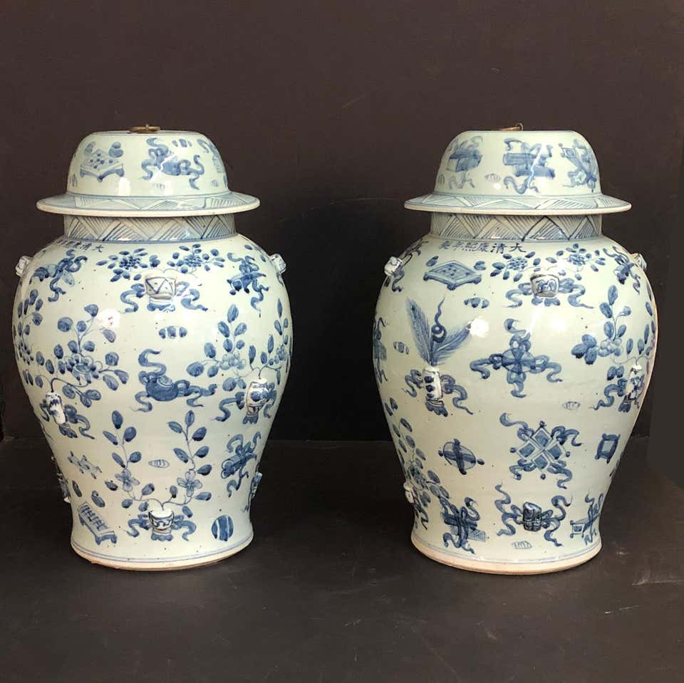 Large Pair of Chinese Export Temple Jar