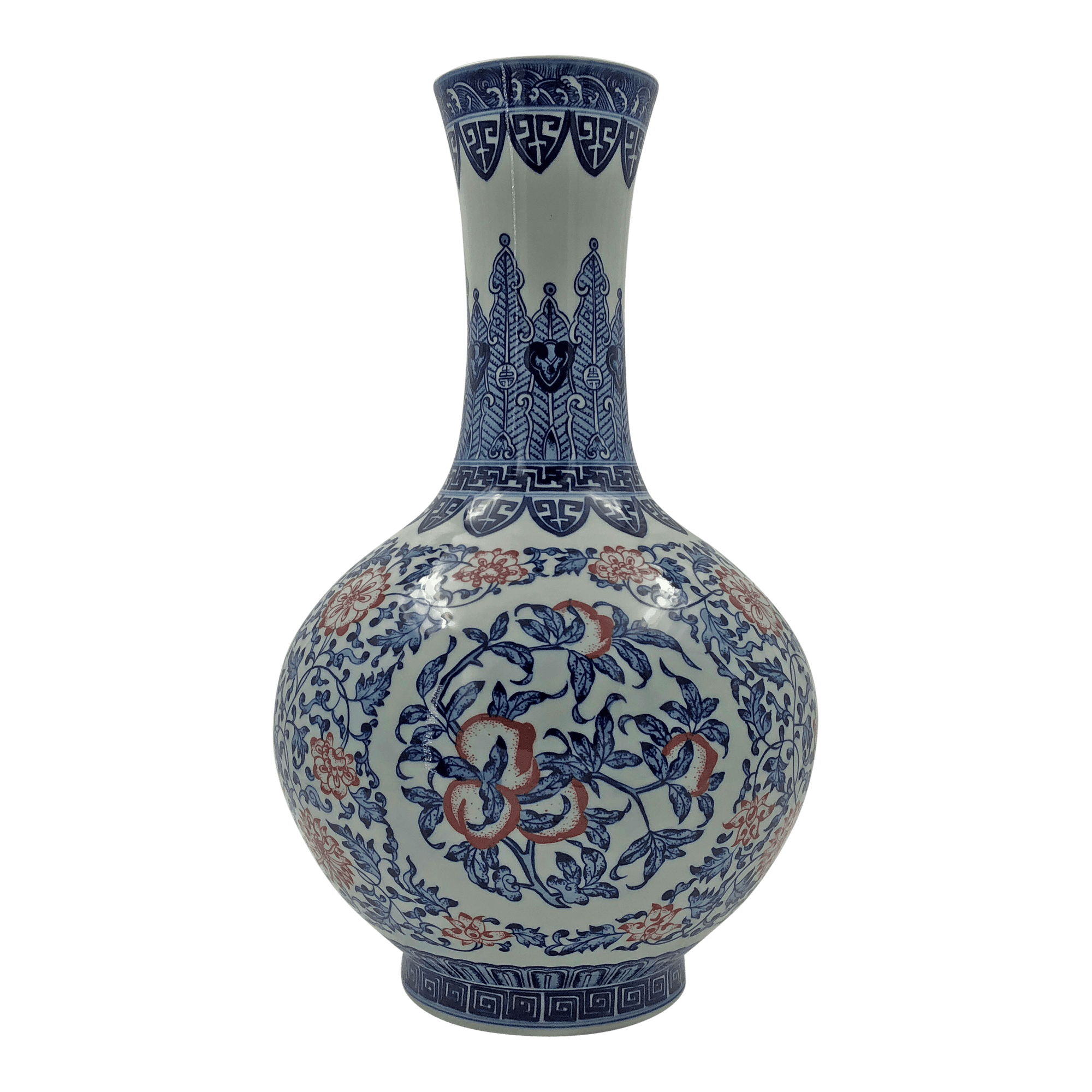 Chinese Iron Red, Blue and White Bottle Vase