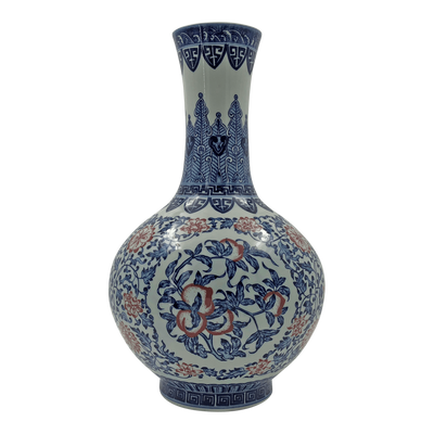 Chinese Iron Red, Blue and White Bottle Vase