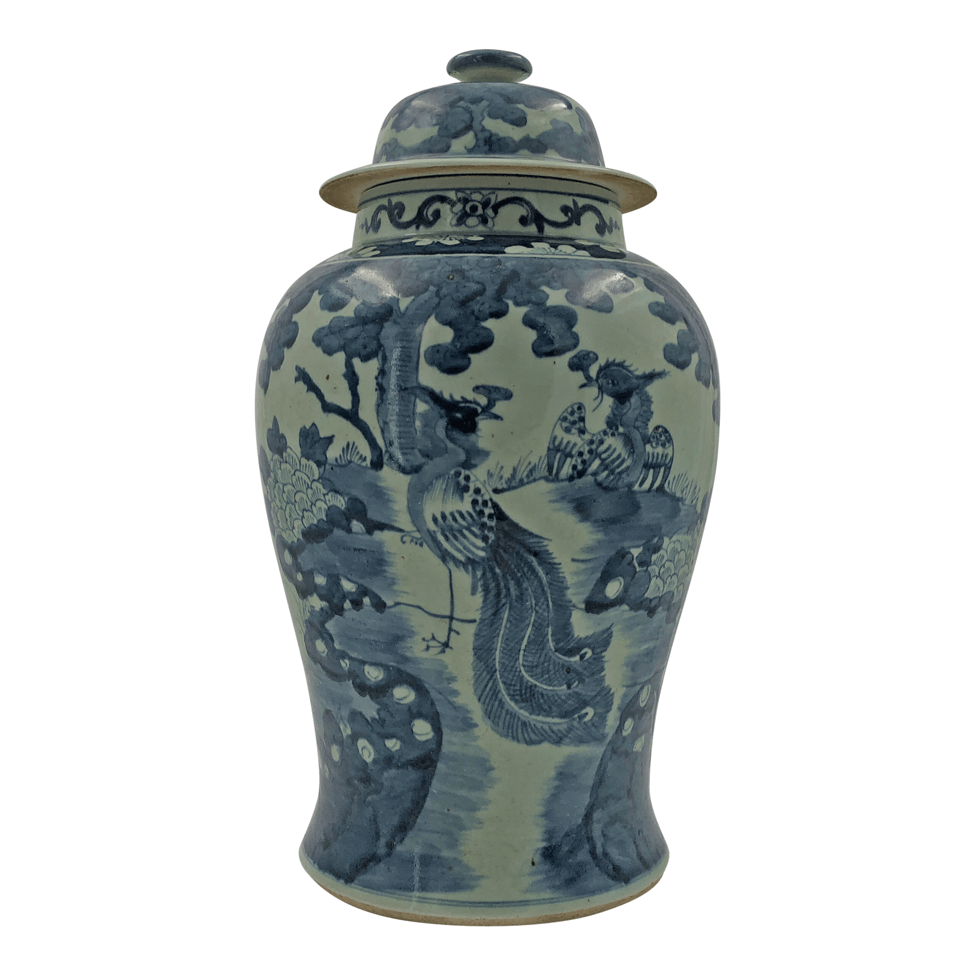 Large Chinese Pheasant Temple Jar