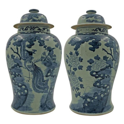 Chinese Pheasant Temple Jar
