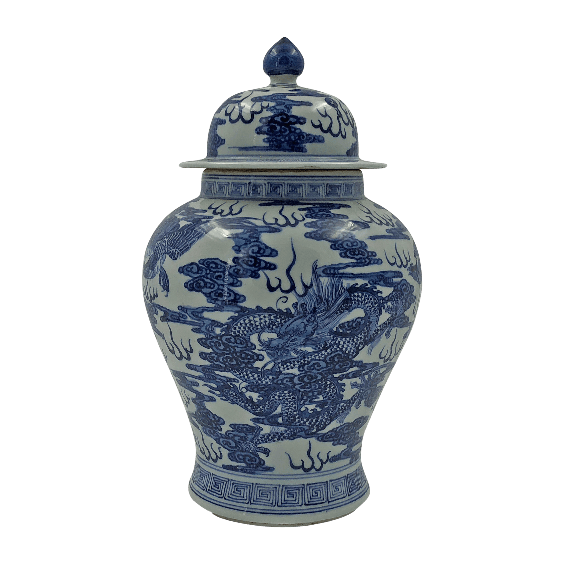Blue & White Porcelain Temple Jar - Dragons Blue & White Porcelain Temple Jar - Dragons