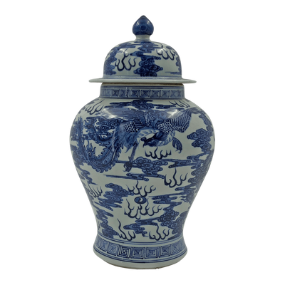 Chinese Blue and White Dragon Ginger Jar