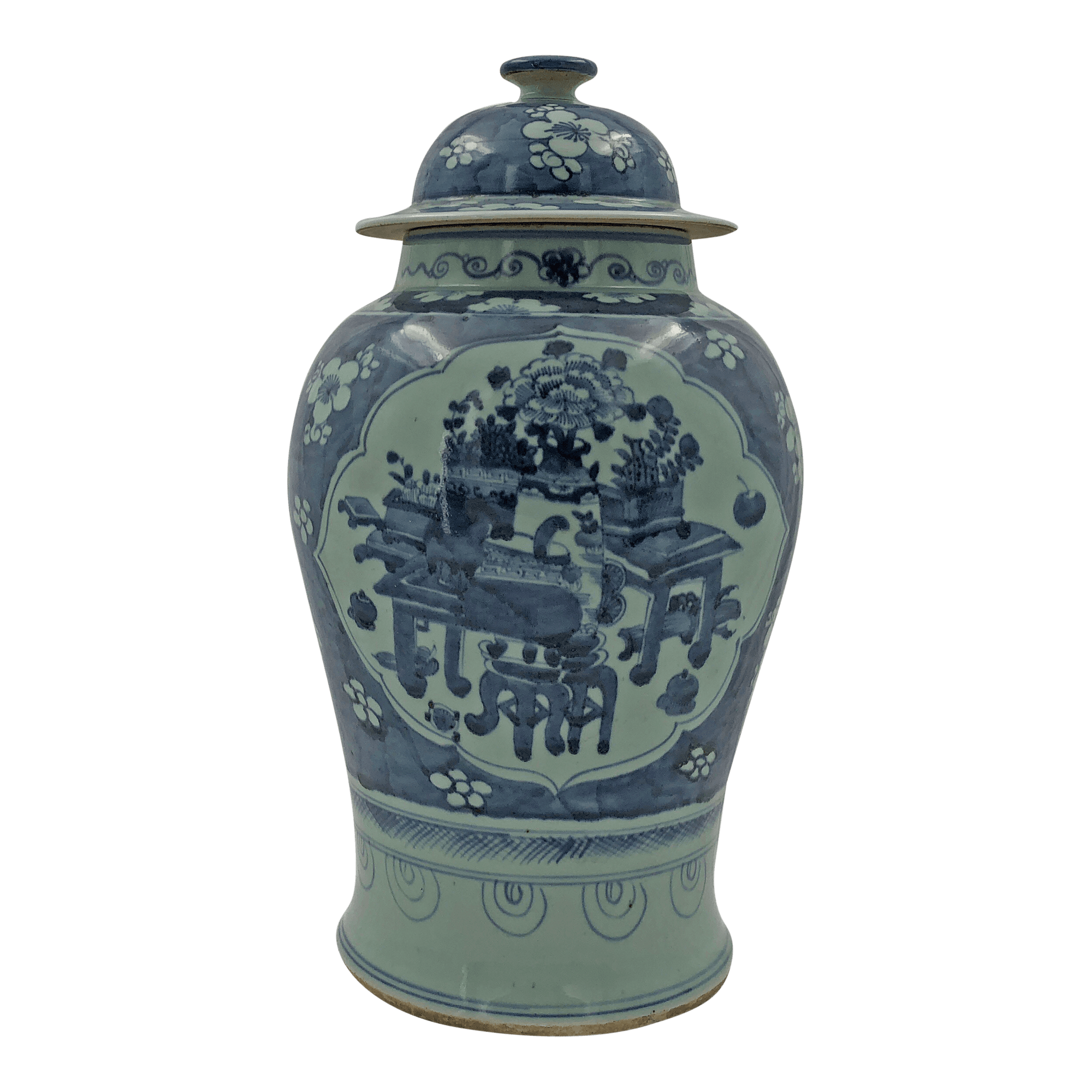 Large Chinese Still Life Temple Jar