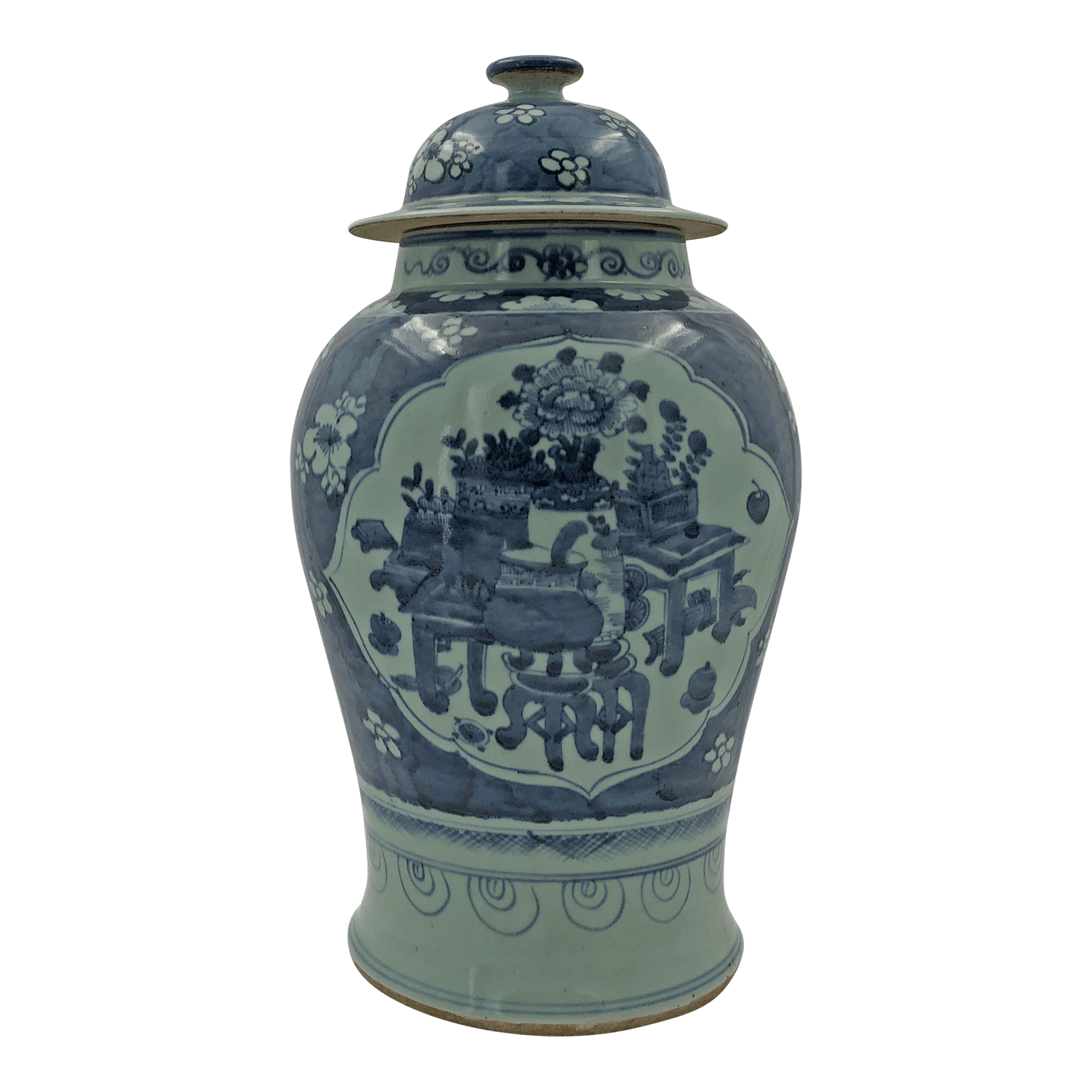 Large Chinese Still Life Temple Jar