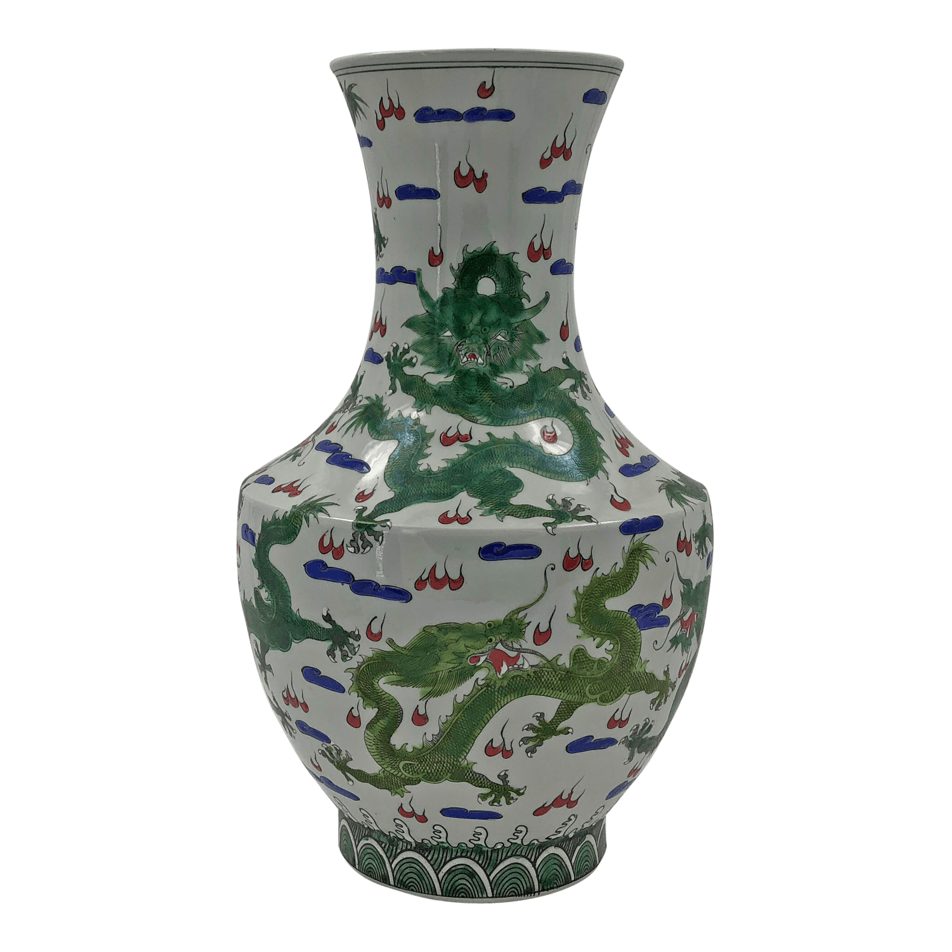 Chinese Green Dragon Hu-Shaped Vase