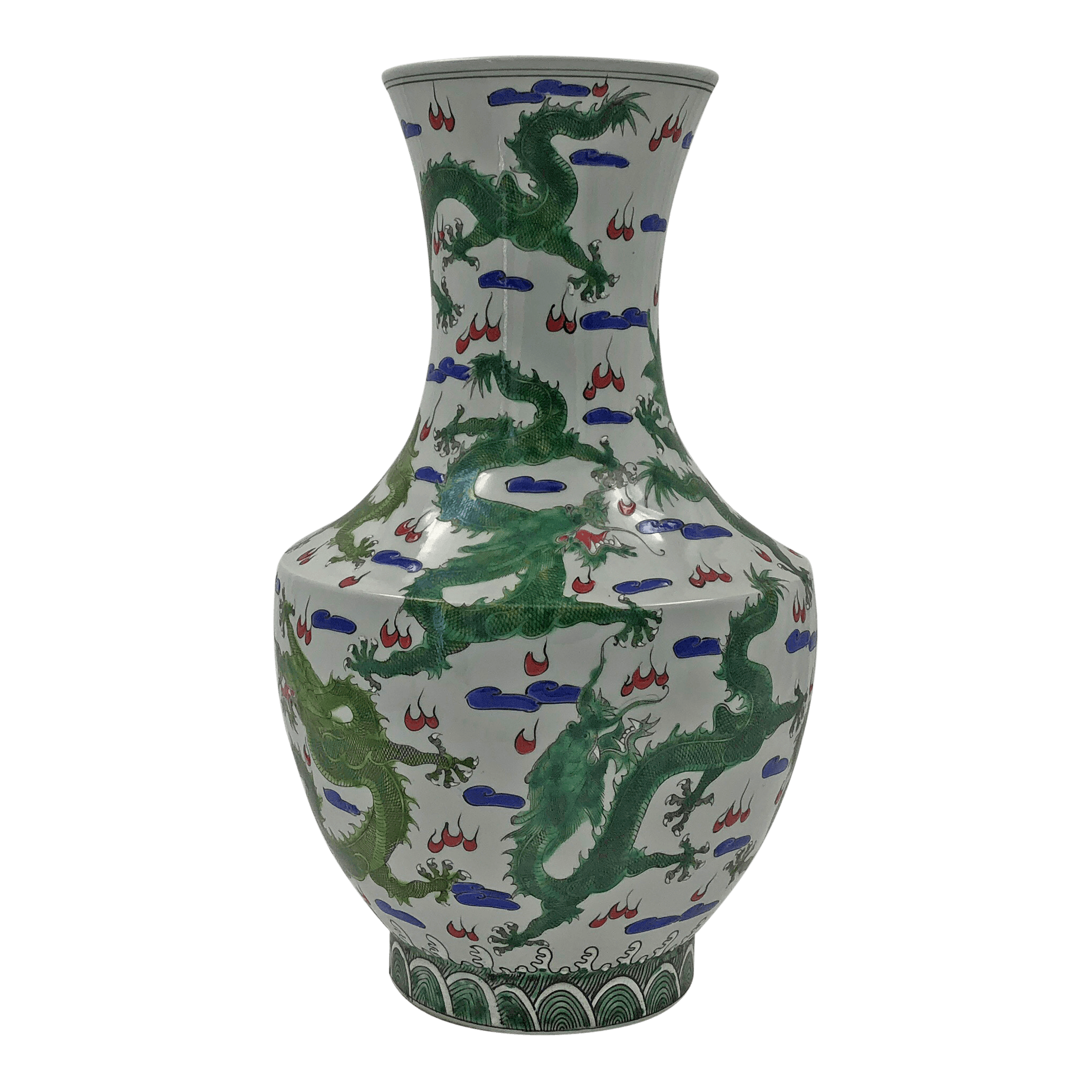 Chinese Green Dragon Hu-Shaped Vase