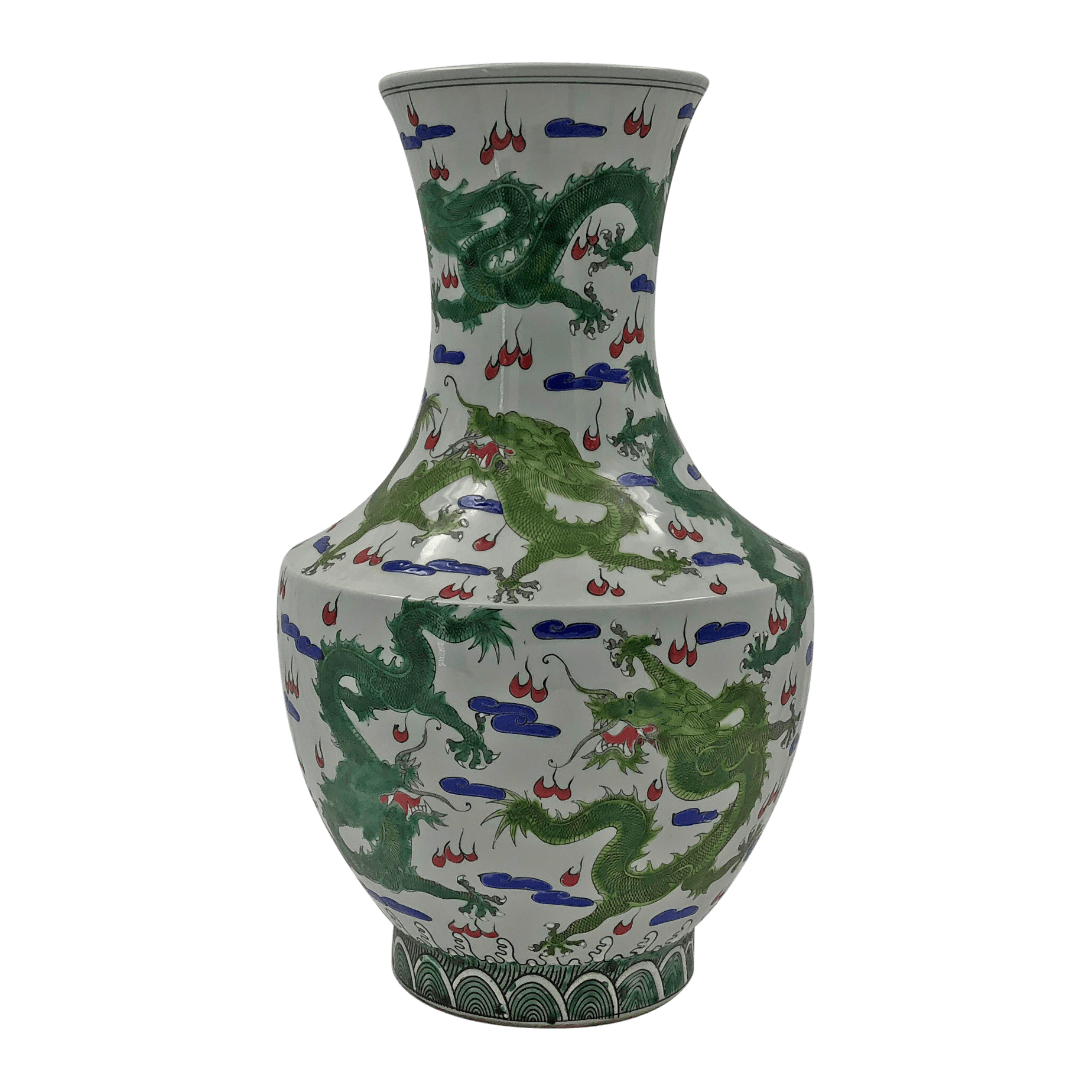 Chinese Green Dragon Hu-Shaped Vase