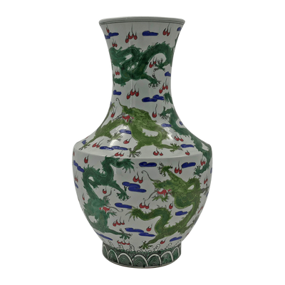 Chinese Green Dragon Hu-Shaped Vase