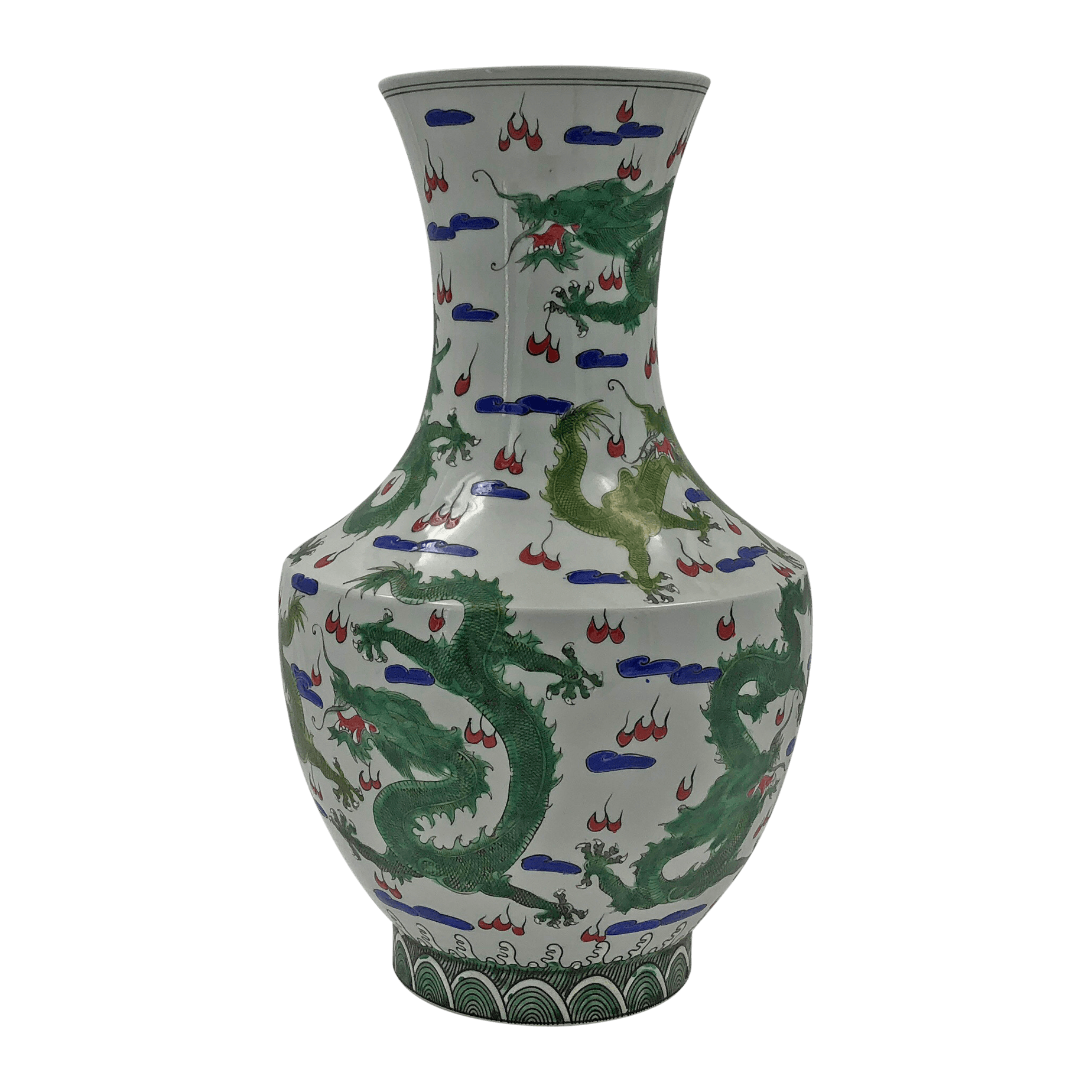 Chinese Green Dragon Hu-Shaped Vase