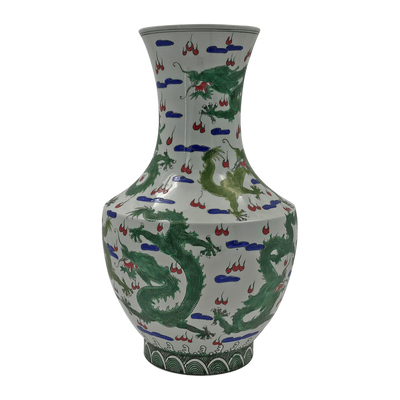 Chinese Green Dragon Hu-Shaped Vase