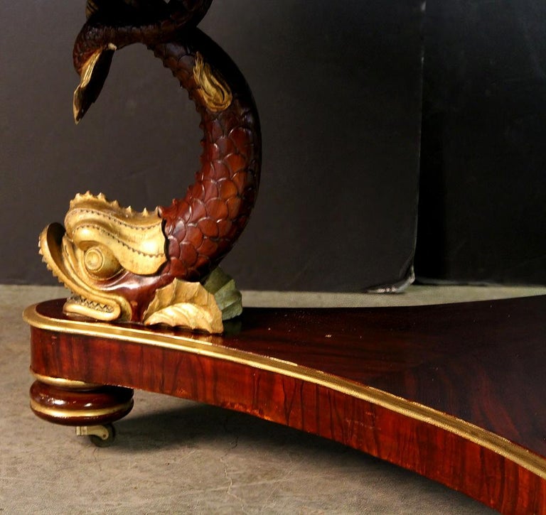 Regency Style Leather Top Center Table