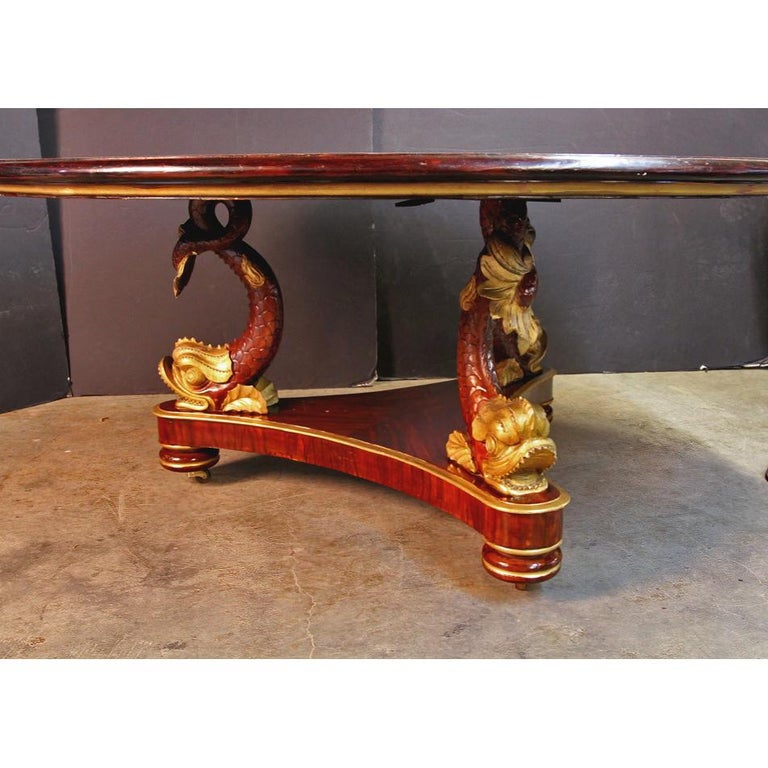 Regency Style Leather Top Center Table