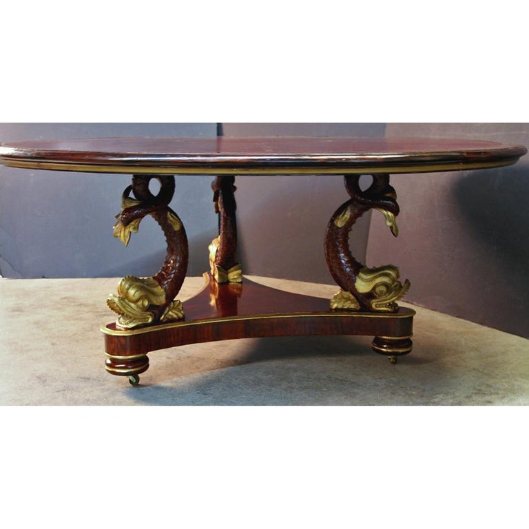 Regency Style Leather Top Center Table