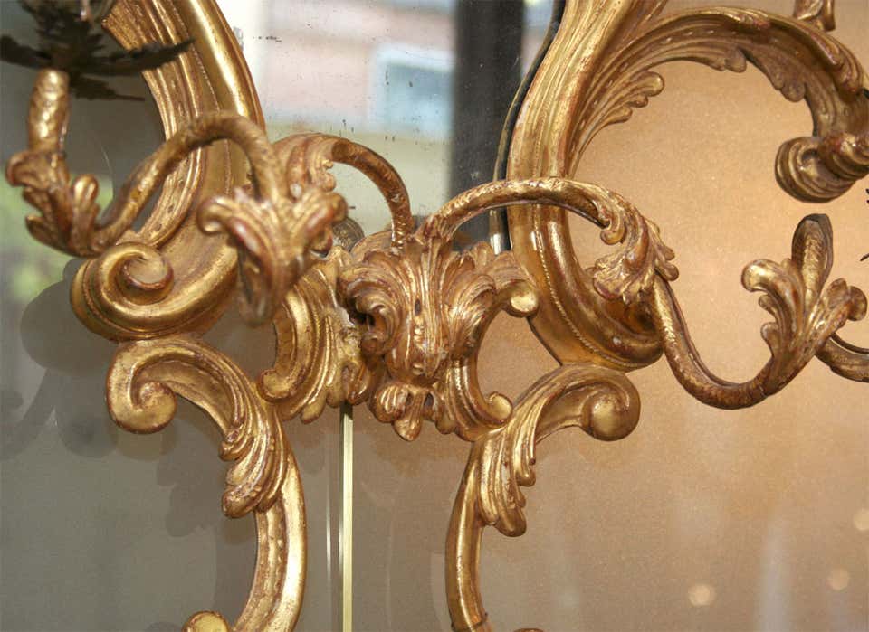 Fine Pair of George III Giltwood Two-Light Sconces