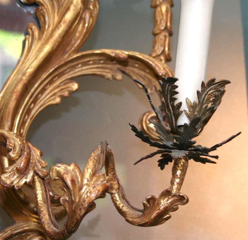 Fine Pair of George III Giltwood Two-Light Sconces