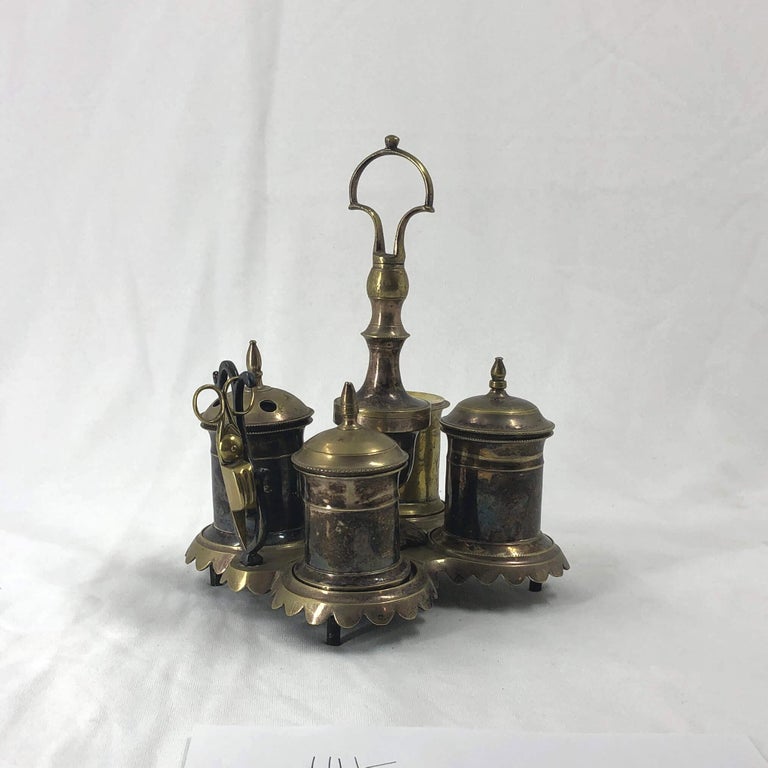 Silvered Brass Standish