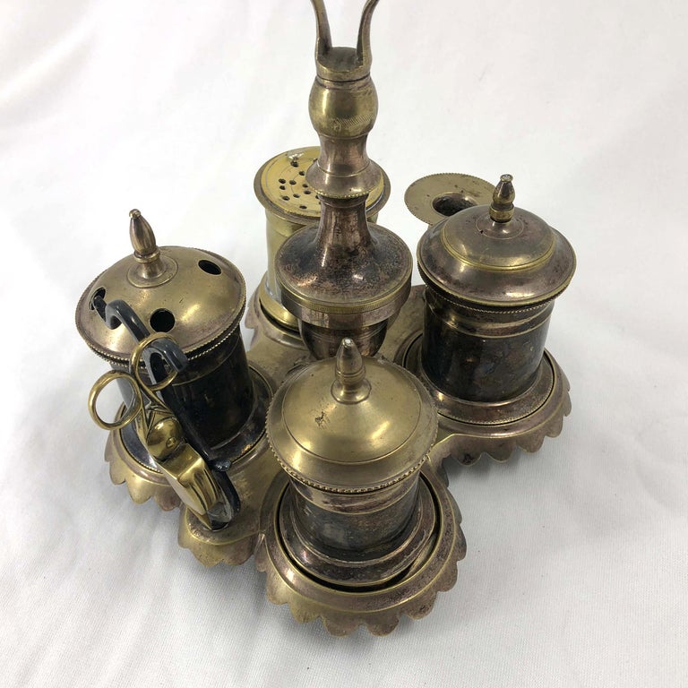 Silvered Brass Standish