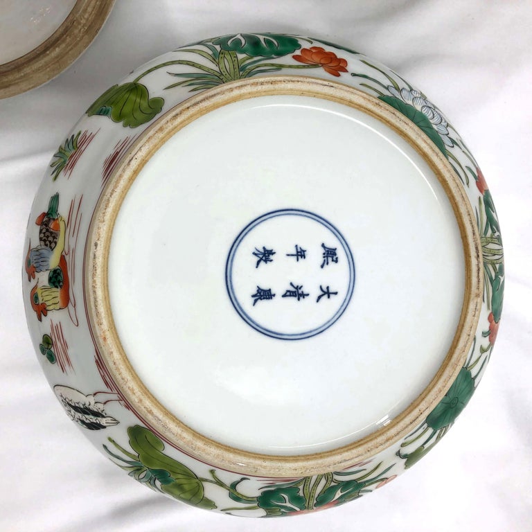 Pair of Chinese Famille Verte Lidded Jars